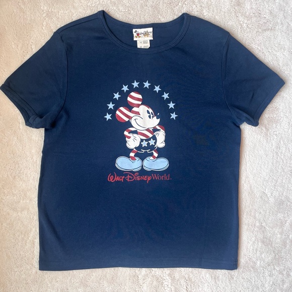 Vintage Walt Disney World Patriotic Mickey Mouse Tee Shirt Women Size XL - Picture 1 of 6
